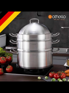 Othello Large Capacity 316 Stainless Steel Steamer Pot 18/10 Thickened Three Layer Bottom for Steaming Buns Kitchen Utensils