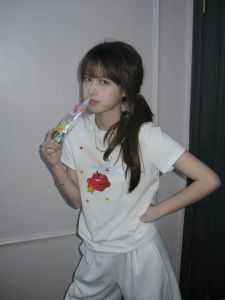 Áo Thun Nữ Tay Ngắn in Hình Apple Phong Cách Mỹ Mùa Hè Thường Ngày Rộng Rãi Đa Năng Áo Thun Cotton 90% Polyester 10%