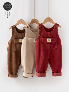 กางเกงขายาวผ้าคอร์ดูรอยเด็กผู้ชายผู้หญิง 1-3 ปี ฤดูใบไม้ผลิและฤดูใบไม้ร่วง กางเกงขายาวสีแดง ชุดเด็ก ชุดเด็ก เสื้อผ้าเด็ก