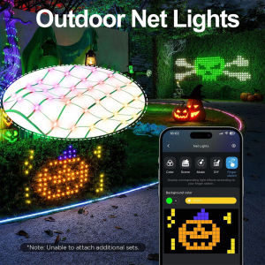 Smart 400LEDs Outdoor Net Lights with RGBIC and DIY Functions10m Net Lights with 64 Modes for Bush Patio Halloween Decor
