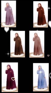 Gamis Set Hijab Anak Perempuan Nakey Terlaris - Baju Syari Anak Usia 3-11 Tahun