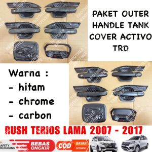 Paket Outer Handle Tank Cover Rush Terios Old Lama 2007 2015 2017 Hitam Chrome Carbon