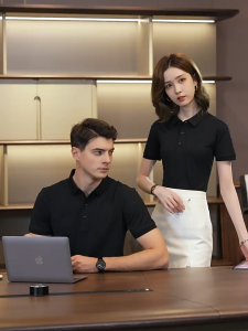 Mens polo collar short sleeved business ice silk workwear available in multiple colors skin friendly and breathable