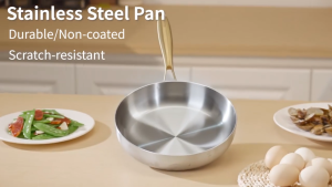 316 Stainless Steel Frying Pan With Cover Uncoated Wok Gas Induction Cooker Universal（24/26/28cm）