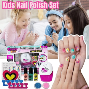 Kids Nail Polish Set Dryer Nail Glam Salon Toys Girls Birthday Gifts DIY Children