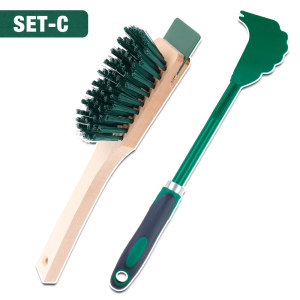 2 in 1 Outdoor Scraper Brush + ScraperProfessional Lawn Mower Blade Cleaning Brush ToolsMetal Lawn Mower Undercarriage Scraper