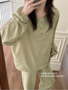 Cloud Sensation Loose Long Sleeve Sleepwear Set Spring Autumn New Home Clothes Two Piece Simple Overhead Thin Wearable Outdoors Women