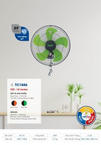 Quạt Treo Tường SENKO TC1886 ( Đen Cam Đen Két)