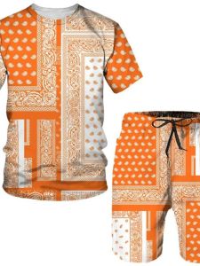 Casual Short Sleeve T-Shirt and Shorts Set: Youth Summer Sportswear Polyester Material Short Pants for Men