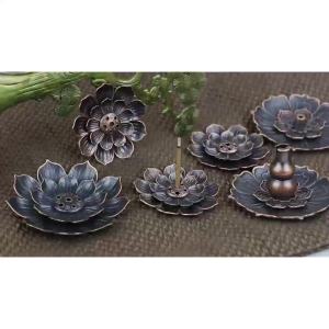 Đế Cắm Nhang Hoa SenĐế Đốt Trầm Hương Hợp Kim Chất Lượng CaoDùng Cho Nhang Vòng Nhang Tăm - BAUHO