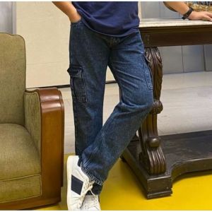 Seluar Lelaki Jeans Cargo Long Pant Material 100% Non Stretchable Regular Fit Cargo Pant