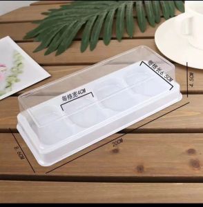 Transparent Square Cheesecake Baking Box Pastry Packaging Box Half-Cooked Cheese Box for 4 3 2 Pieces Dessert Packaging