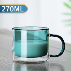 Ins Style Double Layered Borosilicate Glass Mug with Handle