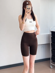 กางเกงขาสั้นผู้หญิง กางเกงเลกกิ้งลายฉลามทรงใหม่ กางเกงขาสั้นรัดรูปเอวสูงสำหรับออกกำลังกายและโยคะ