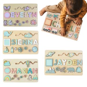 new Personalized Wooden Toy Baby Custom First Name Puzzle Toys Early Learning Educational Birthday Gifts For Kids Toddlers high-quality