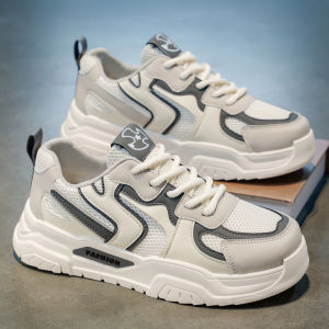 Mens Fall Thick Bottom Sports Casual Shoes Breathable Mesh Upgraded Dad Style Trendy All-Match White Sneakers