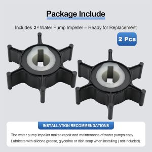 2 Pcs Water Pump Impeller 646-44352 for Yamaha Mariner Outboard 2-stroke 2HP Boat Motor Engine Parts Sierra 18-3072 47-80395M