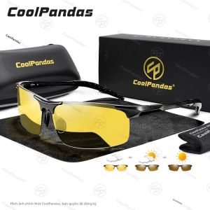 CoolPandas Nam Photochromic Kính Mát Phân Cực Nhôm Magie Khung UV400 Ngày Đêm Lái Xe Kính Thể Thao