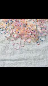 F4 1000pcs Ikat Rambut Elastis PREMIUM Transparan Bintik Karet Rambut Jepang isi 100pcs ISP002