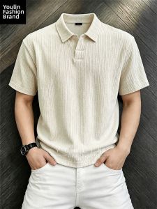YOULIN | Wealthy Style Wheat Pattern Polo Shirt Short Sleeve Henley Neck T-Shirt