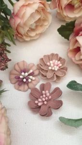 10pcs 2cm 3D Polyster Artifical Flower Décor Flower Patches for Sew Glue DIY Décor Craft Bridal Wedding Dress Applique
