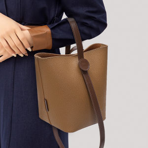 AIDRANI New Vintage Bucket Bag Womens Crossbody Bag High Quality Cowhide Material Handbag Womens Bag Shoulder Bag