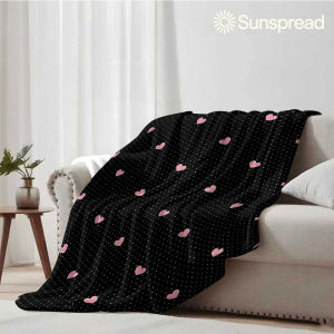 Black Pink Heart Polka Dot Soft Warm Flannel Blanket Lightweight Cozy Christmas Halloween Home Decor Room