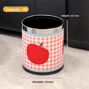 Large Capacity Stainless Steel Garbage Can for Home Use Bedroom Bathroom Waste Paper Basket Modern Simple Style