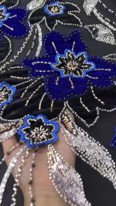 OLEVO | African Heavy Beaded Lace Fabric 3D High Quality Lace Nigerian Rhinestone French Sequins Tulle Lace For Evening Wedding Material