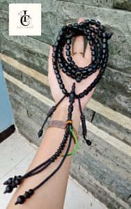 ❤️ INEZ CRAFT ❤️ Tasbih tijani kayu kelor hitam motif tabung T50