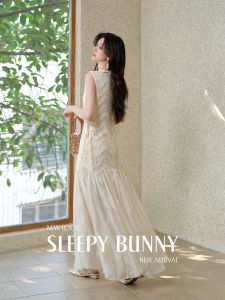 White Lace Sleeveless Tulle Mid-length Dress