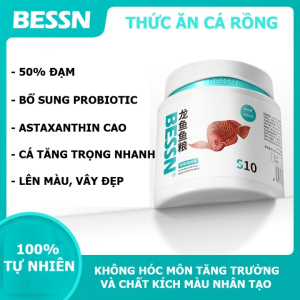 Cám Cá Rồng BESSN – Thức Ăn Cá Rồng 50% Đạm Bổ Sung Men Vi Sinh & Tôm Đỏ Kích Màu Tự Nhiên