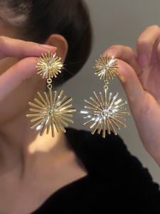 Fashionable Exaggerated Earrings Sedale Alloy Plated Silver Gold Plant Floral Pattern Japanese South Korean Style for Women