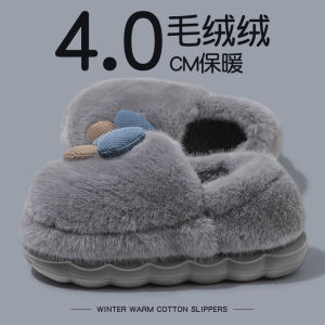 รองเท้าแตะผู้หญิงแบบมีหัวรองเท้าหนาขนแกะแบบมีหัวรองเท้าหนาสำหรับใส่ในบ้านและกลางแจ้งในฤดูหนาวปี 2024 สไตล์หวาน