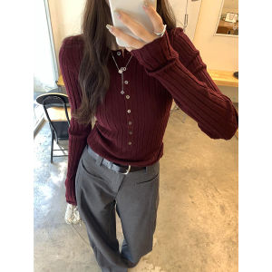 Áo Len Dệt Kim Ngắn Ôm Vừa Vặn Thời Trang Mùa Thu Đông Cho Nữ Áo Len Dệt Kim Dài Tay Cổ Tròn Màu Trơn Thường Ngày