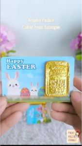 Amplop Paskah Sedotan Coklat Emas Batangan Souvenir Kristiani Sunday School Gereja Katedral Natal Paskah