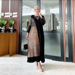 Dress Kejora Rayon Bawah Rempel Busui friendly Ld 130 Cm Bahan Adem Nyaman Jatuh