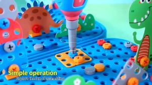 230PCS Mainan Dinosaurs Tool Box Set Anak 3D Mainan Edukasi Anak 4 Tahun DIY Merakit Kotak Alat
