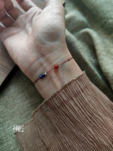 Extra Fine Natural Lapis Lazuli And Red Agate Stone Woven Bracelet for Women Adjustable Rope Style Hand Cord Artistic Quality