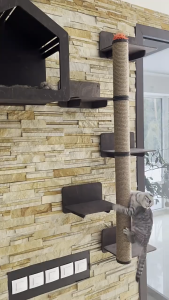 5-Level Wall-Mounted Indoor Cat Tree Wall Furniture Cat Climbing Frame With Scratching Board Perches Bridge for Indoor Cats