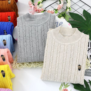Thickened Fleece Cotton Knitted Sweater for Boys And Girls High Neck Warm Clothes Childrens Base Layer Shirt Black And White