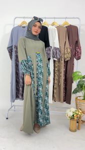 Gamis Wanita Crinkle Zipper Fit Dress Motif Muslim Terbaru Kekinian Baju Gamis - Siren Rafanda