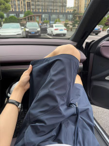 Quick Dry Ice Silk Short Pants Mens Summer Thin Casual Sports Outdoor Leisure Mid-Length Loose Fit Elastic Waist Straight Leg