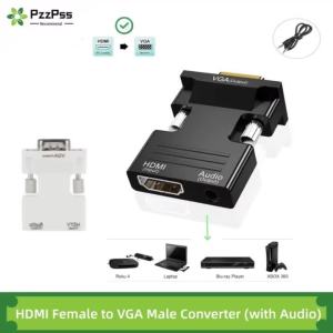 HDMI Female to VGA Male Adapter with Audio Cable Ideal for Projectors PCs HDTVs and Set-Top Boxes