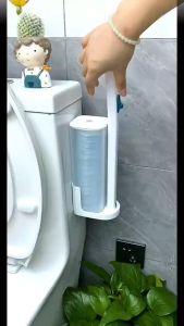Wall Mounted Toilet Brush Disposable Toilet Brushes Bathroom Accessories No Drill Toilet Adhesive Holder Toilet Brushes Cleaner