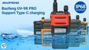 【In Stock】Baofeng UV-9R PRO Type C Walkie Talkie IP68 Waterproof Dual Band 136-174/400-520MHz 50KM Portable Ham Long Range Two Way Radio Upgraded Of UV9R