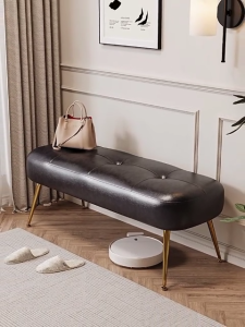 TATAHOME เก้าอี้ยาวสไตล์เรโทรหรูหราเบาสบาย เก้าอี้ข้างเตียงสีส้ม/เก้าอี้ห้องล็อกเกอร์/ม้านั่งทางเข้า