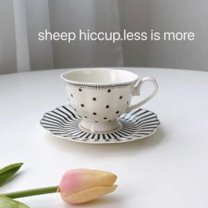 Simple European Style Ceramic Coffee Cup Set Tea Time Dessert Glass Gift for Birthday Housewarming Polka Dot Design