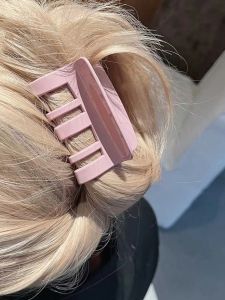 Simple Pink Square Medium Size Shark Clip Pure Color Piano Key Back of Head Hair Grips Fashionable Korean Style Hair Accessories