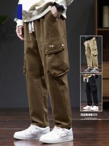 ROMON | Romon Mens Workwear Pants Straight Leg Casual Loose Fit American Style Trendy Autumn Winter New Arrival Youthful Energy